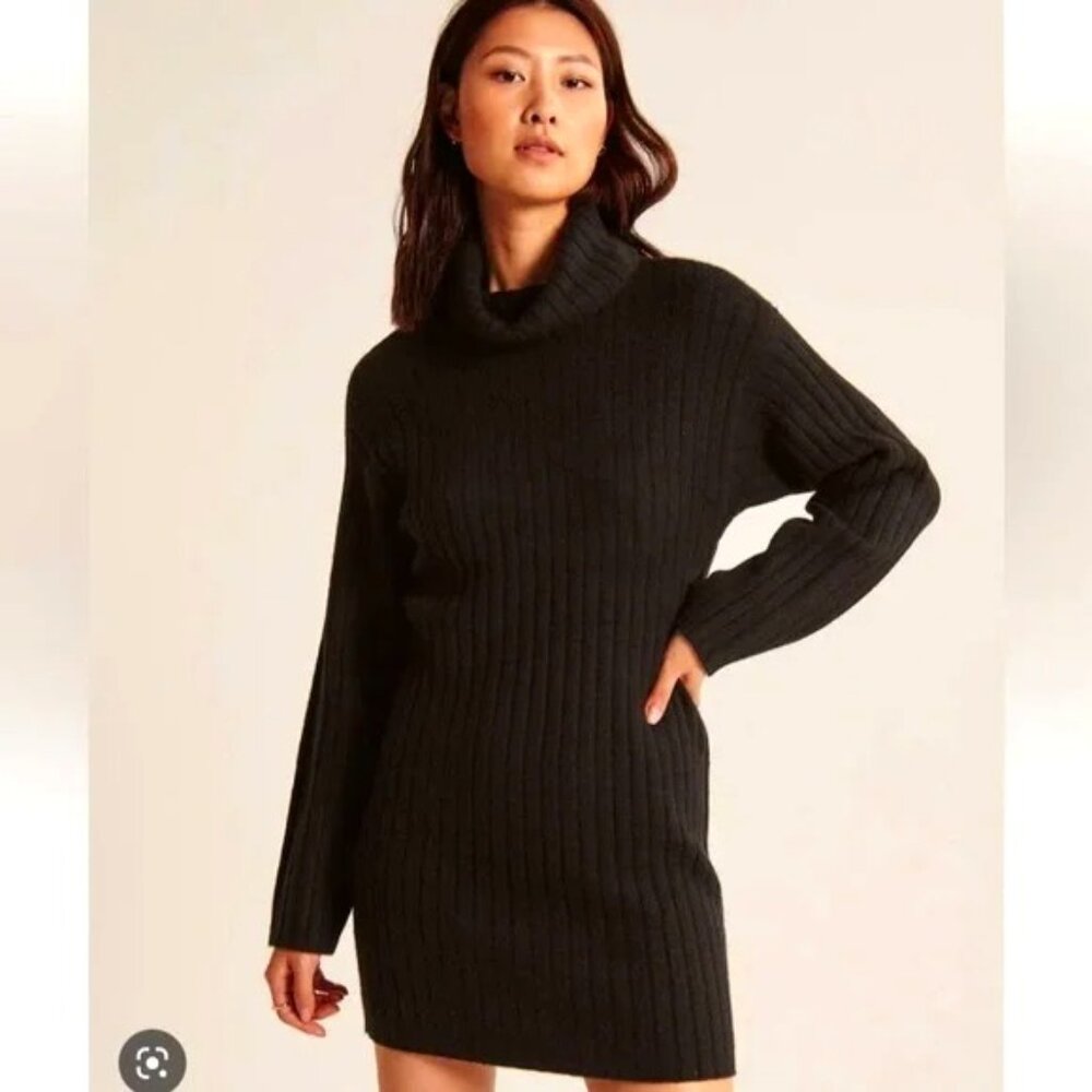 Abercrombie & Fitch Dark Ribbed Knit Mini Dress